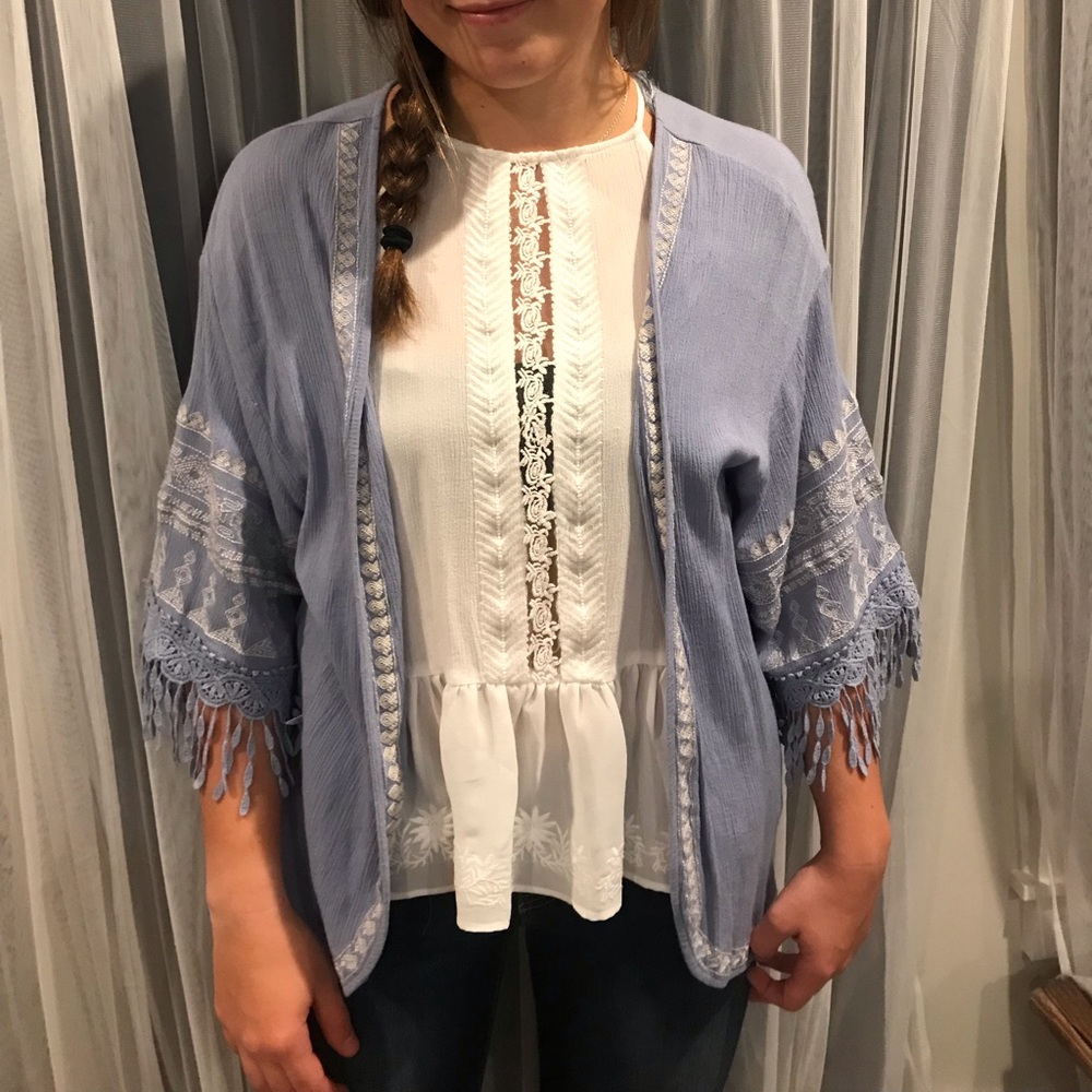 Blue short sleeve kimono